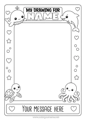 Colouring to customise Whale Dolphin Marine Or Aquatic Animals Octopus Framework Sea Turtle