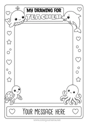 Free coloring Whale Animal Dolphin Marine or aquatic animals Octopus Frame Sea Turtle Drawing frame