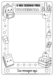 Desenho grátis Escola Lápis Mochila Materiais Escolares Moldura Pote de lápis Quadro de desenho