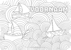 Gratis kleurplaat Zee Voertuigen Boot Zeilschip Complex Kleurplaten Zentangle Maritieme voertuigen Golven