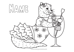 Colouring to customise Drink Marine Or Aquatic Animals Cocktail Otter