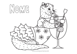 Desenho para personalizar Animal Bebida Animais marinhos ou aquáticos Coquetel Lontra