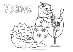 Coloriage à personnaliser Boisson Animaux marins ou aquatique Cocktail Loutre