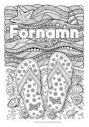 Färgläggningssida att anpassa Snäckor Tunga Komplexa målarbilder Zentangle Sjöstjärna Marina djur eller vattenlevande djur Vågor
