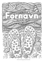 Farvelægningssiden tilpasning Muslinger Tunge Komplekse farvelægninger Zentangle Søstjerne Havdyr eller vandlevende dyr Bølger