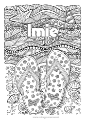 Kolorowanka do personalizacji Muszle Szczypce Złożone kolorowanki Zentangle Gwiazda morska Zwierzęta morskie lub wodne Fale