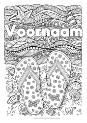 Kleurplaat aanpassen Schelpen Slippers Complex Kleurplaten Zentangle Zeester Zeedieren Golven