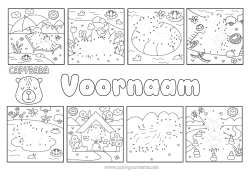 Gratis kleurplaat Vakantie Zomer Activiteiten voor Kinderen Dier Andere dieren van de wereld Parasol Reddingsboei Verbind de Getallen Capibara