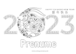 Desen liber de colorat Iepure 2023 Anul Nou Chinezesc Animale din pădure