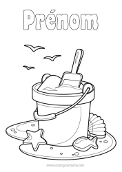 Coloriage à personnaliser Coquillages Animaux marins ou aquatique Seau de plage Jeux et jouets