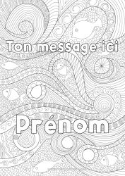 Coloriage à personnaliser Poisson Coloriages complexes Zentangle Animaux marins ou aquatique Vagues