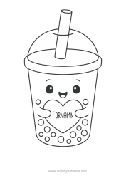 Gratis färgläggning Hjärta Söt Dryck Bubbelte