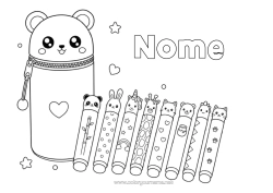 Desenho para personalizar Urso Kawaii Filhote de urso Panda Animais da floresta Outros animais do mundo Lápis Materiais Escolares Estojo