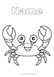 Free colouring Animal Crab Marine or aquatic animals
