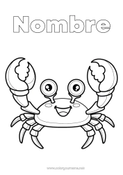 Colorear gratis Animales Cangrejo Animales marinos o acuáticos