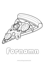 Färgläggningssida att anpassa Mat Pizza Realistisk