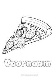 Kleurplaat aanpassen Voedsel Pizza Realistisch