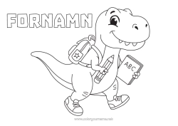 Gratis färgläggning Dinosaurier Djur Blyertspenna Skolväska Skolstart Skolmaterial