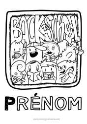 Coloriage à personnaliser Monstre Cadre Back to school