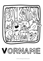 Kostenlose Malvorlage Monster Rahmen Back to school