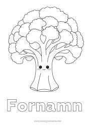 Gratis färgläggning Söt Grönsaker Broccoli