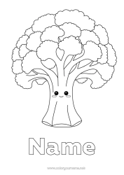 Free colouring Cute Vegetables Broccoli