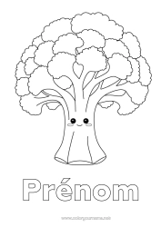 Coloriage gratuit Kawaii Légumes Brocoli