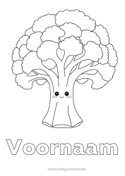 Gratis kleurplaat Kawaii Groenten Broccoli