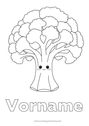 Kostenlose Malvorlage Kawaii Gemüse Brokkoli