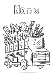 Desenho para personalizar Pincel Lápis Transporte Público Terrestre Materiais Escolares Tesouras Pote De Lápis Ônibus Escolar