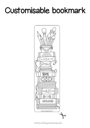 Colouring to customise Art Bookmark Brush School Book Reading