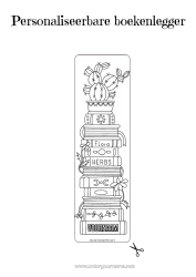 Gratis tekening Bloemen Cactus Bladwijzer School Boek Lezen Groene plant