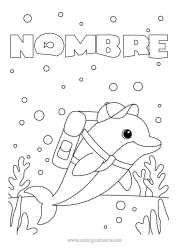Colorear para personalizar Animales Delfín Animales marinos o acuáticos Mochila escolar Regreso a clases