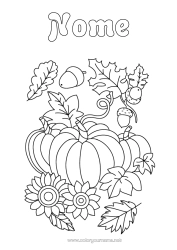 Desenho para personalizar Abóbora Outono Girassol Glândula Folhas secas