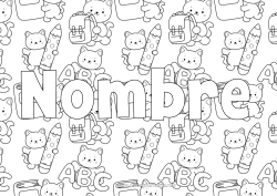 Colorear para personalizar Cat Kawaii Animales Perros y gatos Lápiz Mochila escolar Regreso a clases Útiles escolares Letra del alfabeto Fondo decorativo