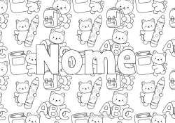 Desenho para personalizar Gato Kawaii Cães e gatos Lápis Mochila Volta às Aulas Materiais Escolares Letra do alfabeto Fundo decorativo
