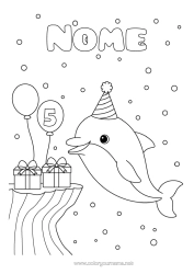 Desenho grátis Presentes Aniversário Animal Golfinho Idade comemorada personalizável Animais marinhos ou aquáticos Chapéu de festa