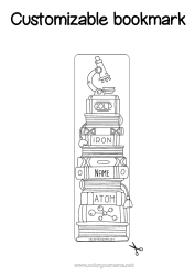 Free coloring Bookmark School Book Reading Science Microscope
