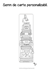 Pagină de colorat personalizată Semn de carte Școală Carte Lectură Știință Microscop