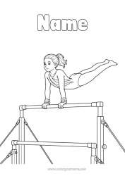 Coloring to customize Sport Gymnastic Artistic sports Asymmetrical bars