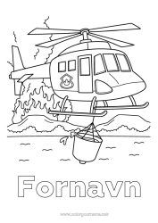 Gratis farvelægning Brandmand Helikopter Luftfartøjer Rednings- og nøretkøretøjer Brand Sikkerhedsprofessioner