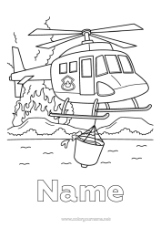 Free colouring Firefighter Helicopter Aerial vehicles Emergency and rescue vehicles Fire Security Occupations