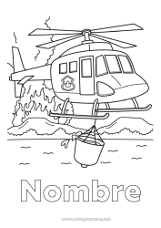Colorear gratis Vehículos Bombero Helicóptero Vehículos aéreos Vehículos de rescate y emergencia Fuego Profesiones de Seguridad