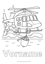Kostenlose Malvorlage Feuerwehrmann Hubschrauber Flugzeuge Véhicules de secours et d'urgence Feuer Sicherheitsberufe