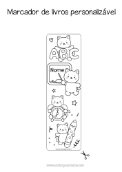 Desenho grátis Gato Kawaii Animal Marcador de Página Escola Cães e gatos Lápis Volta às Aulas Quadro-negro Materiais Escolares Despertador Letra do alfabeto