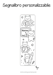 Colorazione gratuita Gatto Kawaii Animale Segnalibro Scuola CanI e gatti Matita Rientro a scuola Lavagna scolastica Forniture scolastiche Sveglia Lettera dell'alfabeto