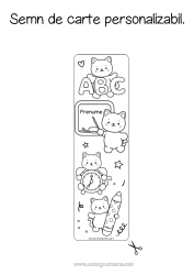 Pagină de colorat personalizată Pisică Drăguț Animal Semn de carte Școală Câini și pisici Creion Întoarcerea la școală Tablă de clasă Materiale școlare Trezire Litera alfabetului
