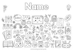 Free colouring Flowers Cute Coloured pencil Pencil School bag Back to school Classroom board Stationery supplies Pencil pot