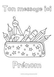 Coloriage à personnaliser Crayon de couleur Crayon Fournitures scolaires Trousse Rapporteur Compas