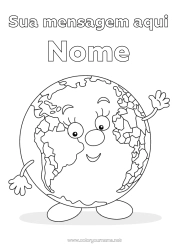 Desenho para personalizar Geografia Terra Dia da Terra Globo Terrestre Desenho Animado